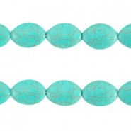 Keramiek turquoise kraal ovaal 25mm Turquoise blue